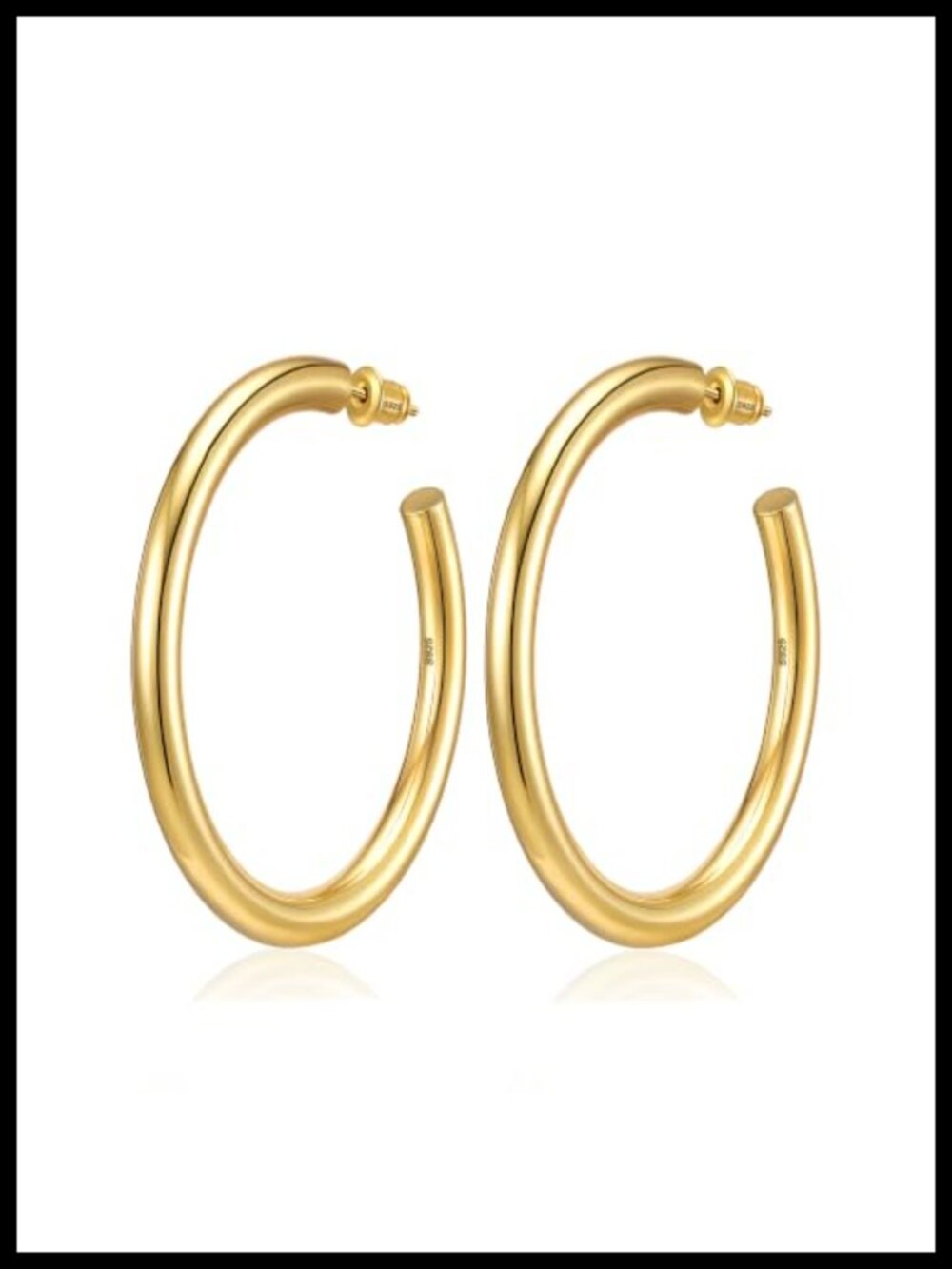 Chunky Hoop Earrings 14K Gold Plated Sterling Silver Post Hypoallergenic